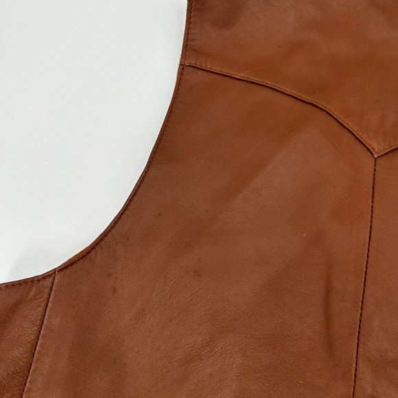 Scully Mens Genuine Leather Western Vest Brown Size 40 Pockets Button Front - Picture 11 of 14